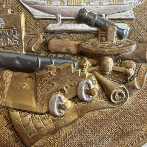 Vintage Nautical Wall Plaque with Ship and Cannon war plate ⚓️ - Picture 5 of 9